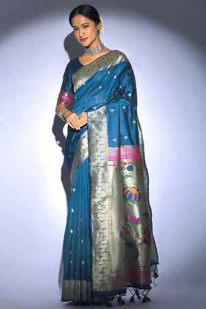 Azure Blue Tussar Saree