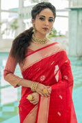 Tussar Saree Candy Red Tussar Saree saree online