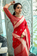 Tussar Saree Candy Red Tussar Saree saree online