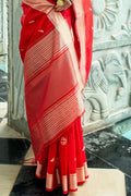 Tussar Saree Candy Red Tussar Saree saree online