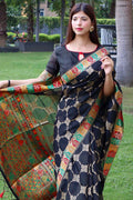 Tussar Silk Saree Dark Black Tussar Silk Saree saree online