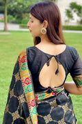 Tussar Silk Saree Dark Black Tussar Silk Saree saree online