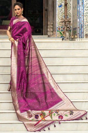 Dark Purple Tussar Saree