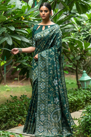 Forest Green Tussar Saree