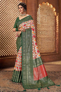 green Tussar saree