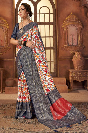 Navy Blue Tussar Saree