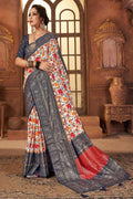 blue Tussar saree