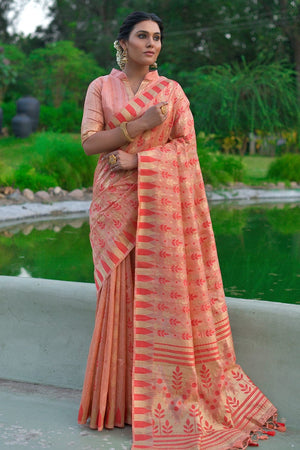 Peony Pink Tussar Saree