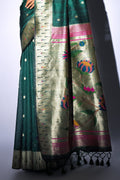 Tussar Silk Saree Pine Green Tussar Silk Saree saree online