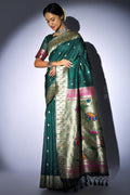 Tussar Silk Saree Pine Green Tussar Silk Saree saree online