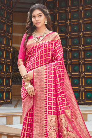 Fuscia Pink Uppada Saree